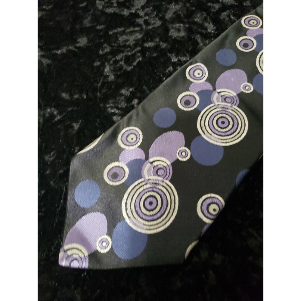 Van Heusen Polka Dot Neck Tie Mens Black Blue Polka Dot Career Wear Silk USA